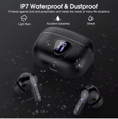 Wireless Earbuds HiFi Stereo Bluetooth 5.3 Headphones – Noise Cancelling, 48H Playtime, LED Display, Waterproof Earphones