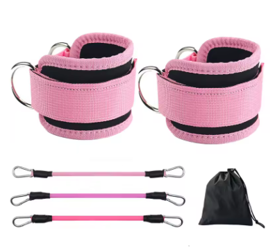 Ankle Straps with Resistance Bands – Fitness Workout & Yoga Exercise Equipment Set TLD01