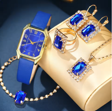 Luxury Women's Square Watch Set – Quartz Wristwatch & Jewelry