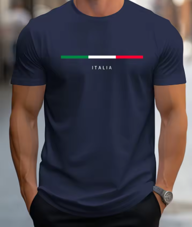 Men’s Summer Cotton T-Shirt – Loose Fit ITALIA Print Tee